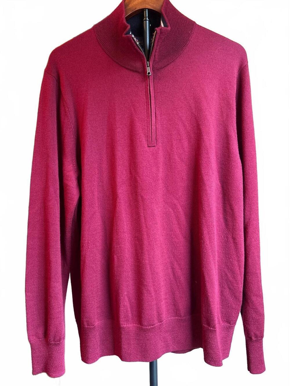 Brooks Brothers Burgundy Italian Merino Wool 1/4-zip L